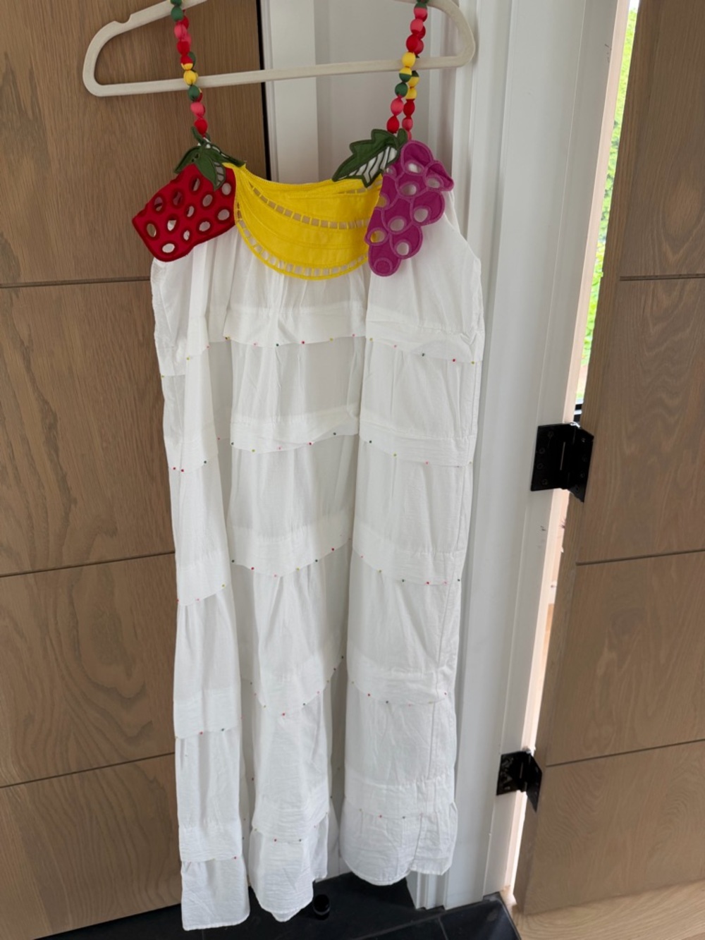Girls White Tiered Sundress with Colorful Fruit Accents